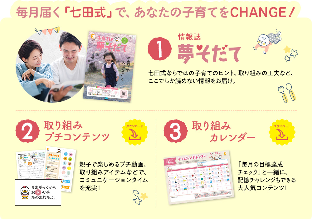 毎月届く「七田式」で、あなたの子育てをCHANGE!