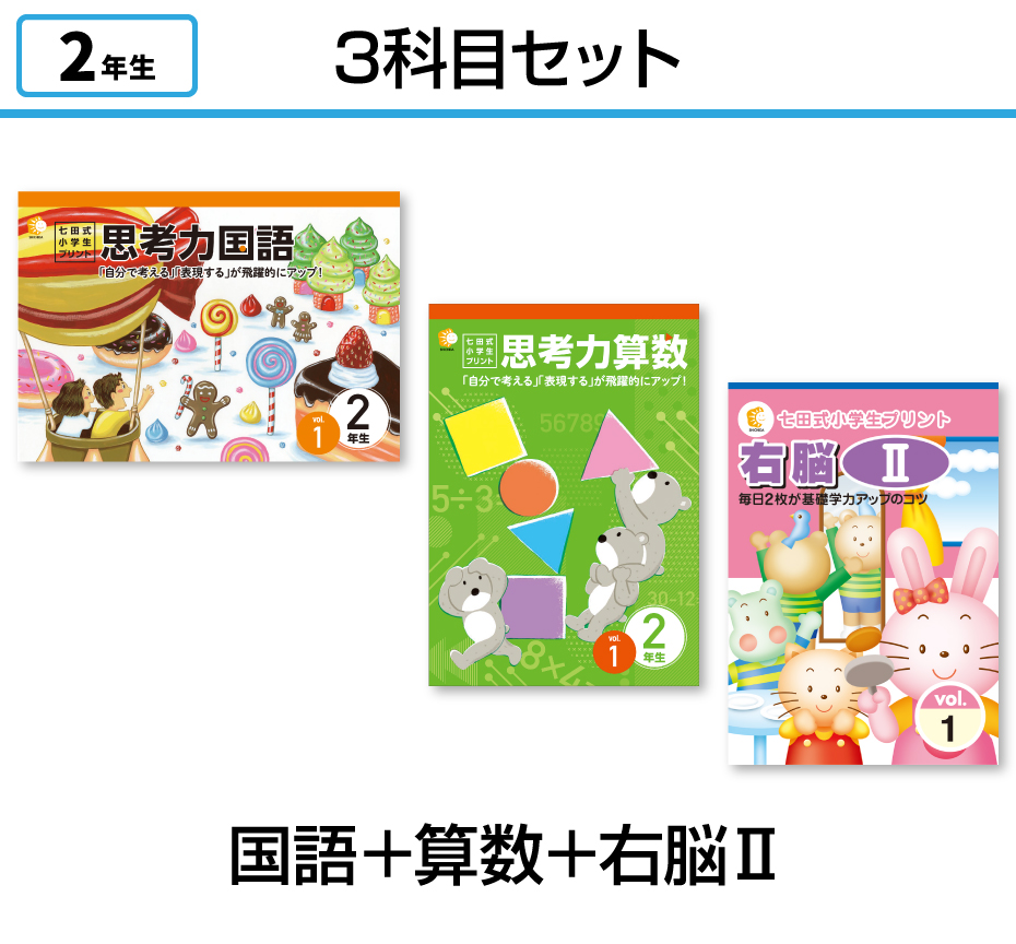 七田式小学生プリント2年生 国語 算数 生活1.2年 右脳 英語-