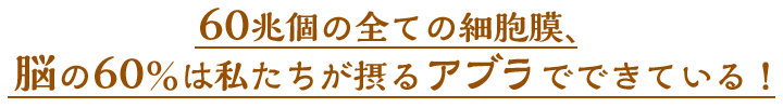 60兆個の全ての細胞膜、脳の60%は私たちが摂るアブラでできている!