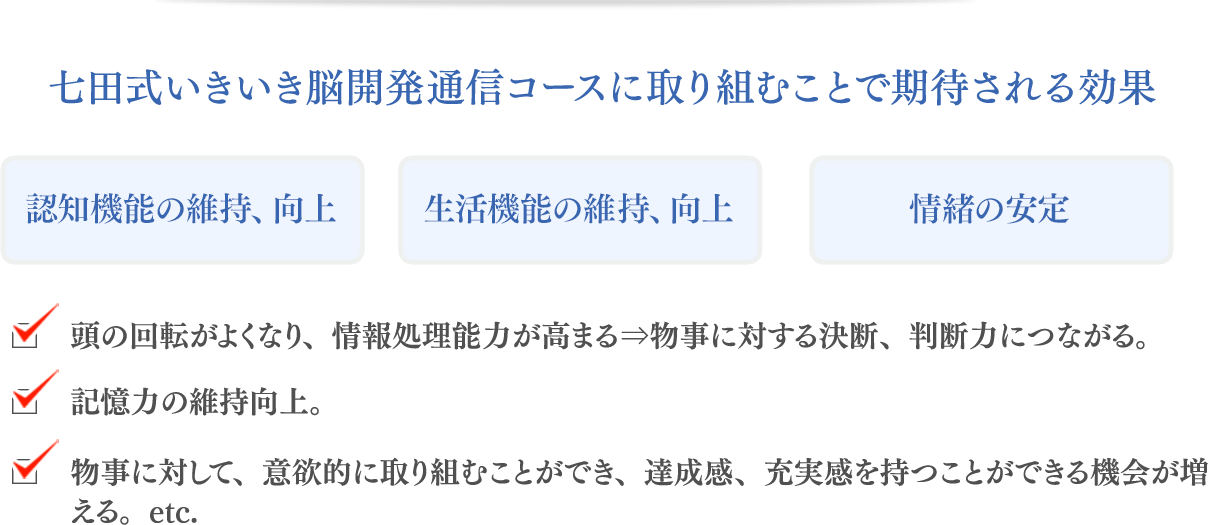 七田式いきいき脳開発通信コースに取り組むことで期待される効果