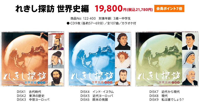 七田式しちだ れきし探訪 日本史 世界史編 CD18枚 冊子付属 右脳記憶
